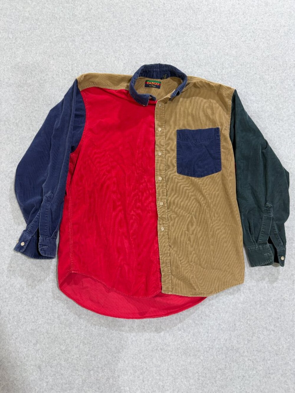 Vintage 90s Tango by Max Raab Mens Large Colorblock Corduroy Shirt USA 90s Skate
